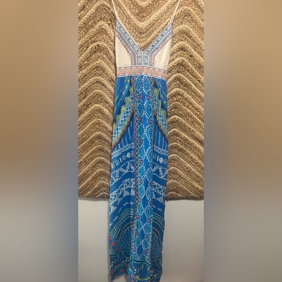 Flying Tomato Women's Blue Patterned Maxi Dress with an Embroidered Top,Size S? - Picture 1 of 9